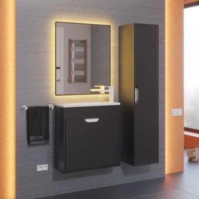 Тумба под раковину Uperwood Modul, 60 см, подвесная, матовая, черная