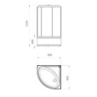 Душевая кабина Comforty 300, серое стекло, задняя чёрная стеклянная панель, 90х90х215 см - Фото 7