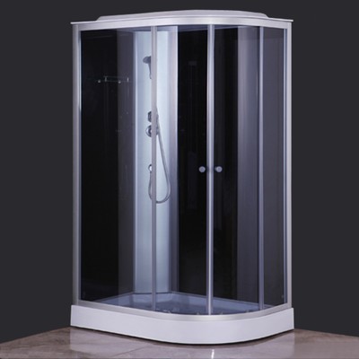 Душевая кабина Comforty 301L, серое стекло, задняя чёрная стеклянная панель, 120×80×215 см