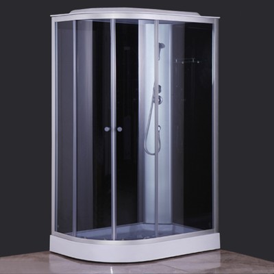 Душевая кабина Comforty 301R, серое стекло, задняя чёрная стеклянная панель, 120×80×215 см