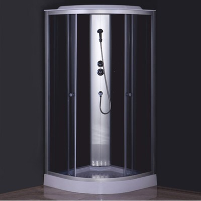 Душевая кабина Comforty 304GG, серое стекло, задняя чёрная стеклянная панель, 90×90×215 см