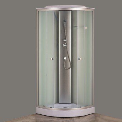 Душевая кабина Comforty 304WG, стекло крезет, задняя белая стеклянная панель, 90×90×215 см