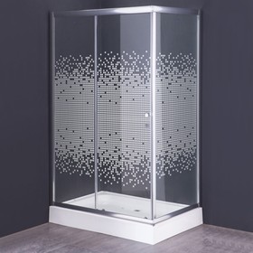 Душевое ограждение Comforty 33М, прозрачное стекло с рисунком мозаика, с поддоном, 120х80х195 см