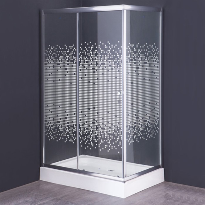 Душевое ограждение Comforty 33М, прозрачное стекло с рисунком мозаика, с поддоном, 120х80х195 см - Фото 1