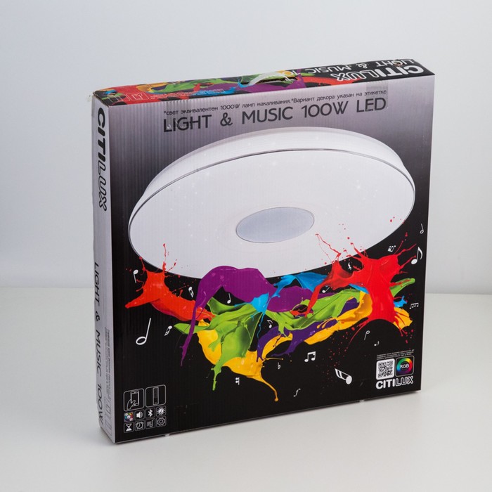 Светильник накладной Citilux, Light & Music CL703M10160х60х8 см, 1х100Вт, LED, цвет белый - фото 1926975848