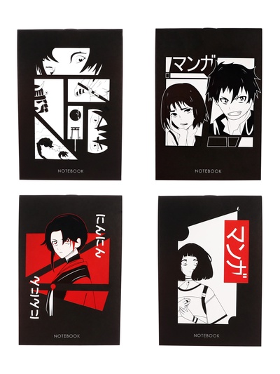 Блокнот «Аниме» А6, 24 листа в клетку, на скрепке, обложка мелованный картон, блок офсет, МИКС