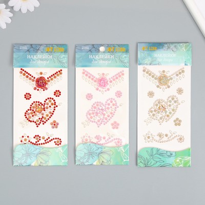 Наклейка-стразы «Сердечки со стрелой», 18.8×8.1 см, МИКС