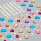 Наклейка пластик стразы "Цветные сердечки и жемчужины" 12х10 см - Фото 3