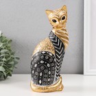 Сувенир полистоун "Кошка с узорами, сидит" золото с чёрным 10,5х8х22 см - фото 320954965