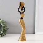 Фигура полистоун «Африканка с плетёным круглым кувшином», под золото, 10×6×28 см - фото 25330157