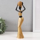 Фигура полистоун «Африканка с плетёным круглым кувшином», под золото, 10×6×28 см - фото 25330159