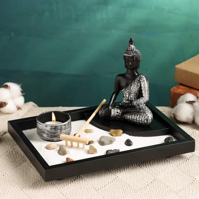 Японский сад камней настольный «Дзен. Тэдэши», со свечой, набор аксессуаров, 22×16×15 см - Фото 1