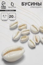 Бусины для творчества «Ракушка», 2×1 см, необычная,14-18 мм, набор 20 шт., цвет белый - Фото 1