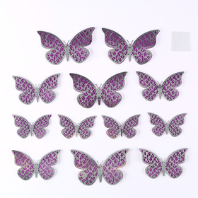 Набор для украшения "Бабочки" двухслойные, набор 12 шт, цвет фиолетовый
