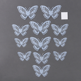 Набор для украшения "Бабочки", набор 12 шт, цвет макарун голубой