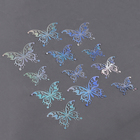 Набор для украшения «Бабочки», набор 12 шт, цвет голография серебро - Фото 2