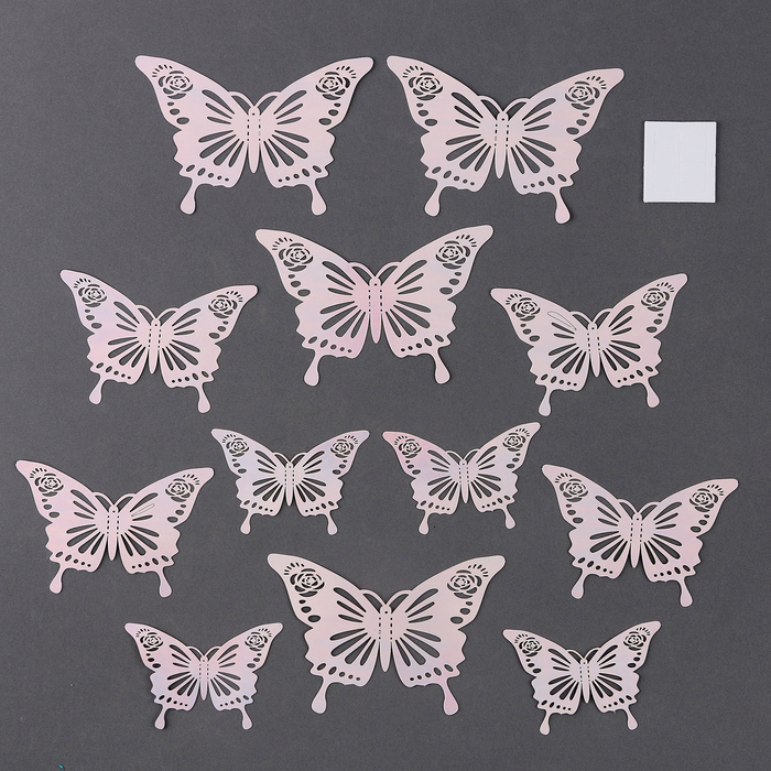 Топпер для торта «Бабочки», 12 шт., перламутровый белый - Фото 1