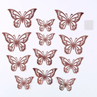 Набор для украшения «Бабочки», набор 12 шт, цвет розовое золото - фото 8479286