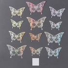 Набор для украшения «Бабочки», набор 12 шт, цвет голография серебро - фото 320955382