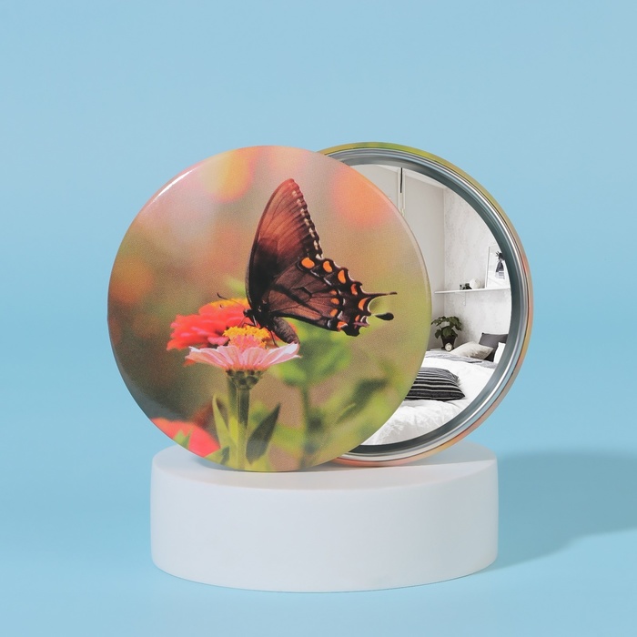 Зеркало карманное «Бабочки», d = 7 см, цвет МИКС - фото 1906561565