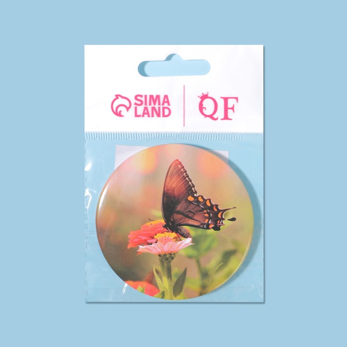 Зеркало карманное «Бабочки», d = 7 см, цвет МИКС