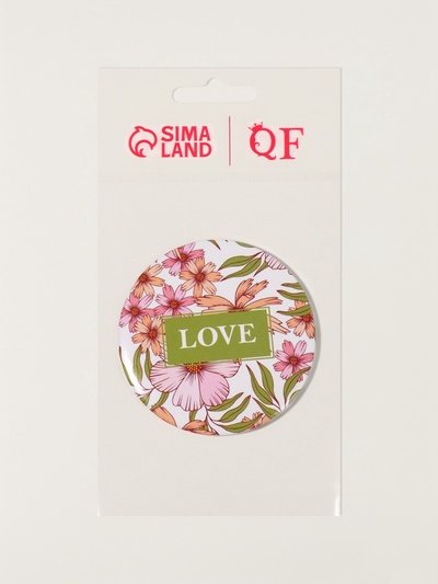 Зеркало карманное LOVE, d=7 см, белое
