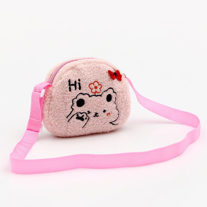 Мягкая сумка «Мишка» с бантиком, цвет нежно-розовый