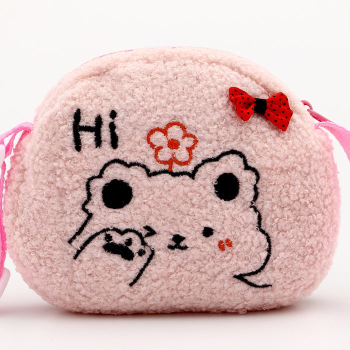 Мягкая сумка «Мишка» с бантиком, цвет нежно-розовый