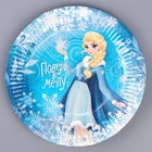 Набор бумажной посуды одноразовый декор «Холодная принцесса», 6 тарелок, 6 стаканов, 1 гирлянда, декор - фото 4613897
