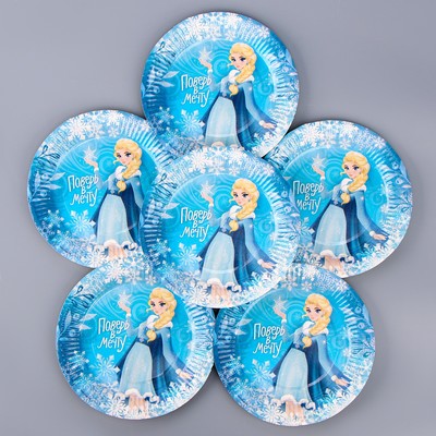 Посуда одноразовая бумажная «Холодная принцесса», 6 тарелок, 6 стаканов, 1 гирлянда, декор
