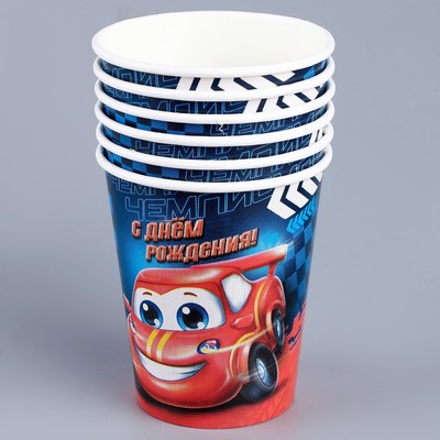 Посуда одноразовая бумажная «Тачка», 6 тарелок, 6 стаканов, 1 гирлянда, декор фотозоны