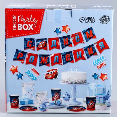 Посуда одноразовая бумажная «Тачка», 6 тарелок, 6 стаканов, 1 гирлянда, декор фотозоны