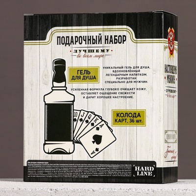 Подарочный набор «Крепкому мужику», гель для душа виски 250 мл и игральные карты, HARD LINE