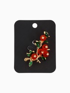 Брошь «Рябина» ягоды, красно-зелёная в золоте 9889939