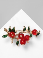 Брошь «Рябина» ягоды, красно-зелёная в золоте 9889939
