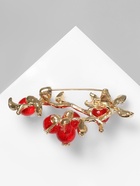 Брошь «Рябина» ягоды, красно-зелёная в золоте 9889939
