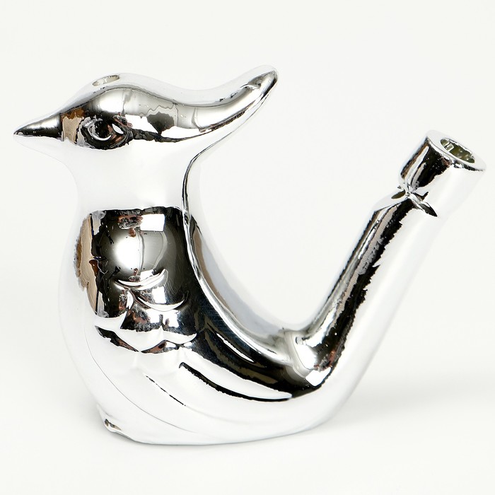 Свистулька керамическая птичка «Серебряная»