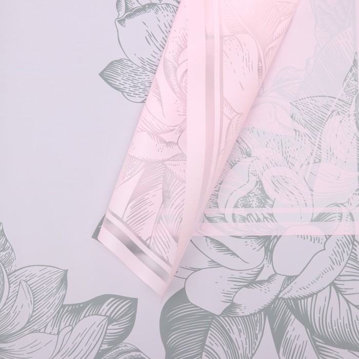 Пленка для цветов, "Цветы с каймой", розовый, 57х57 см