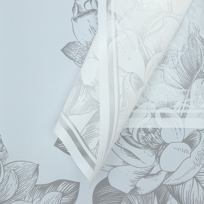 Пленка для цветов, "Цветы с каймой", белый, 57х57 см