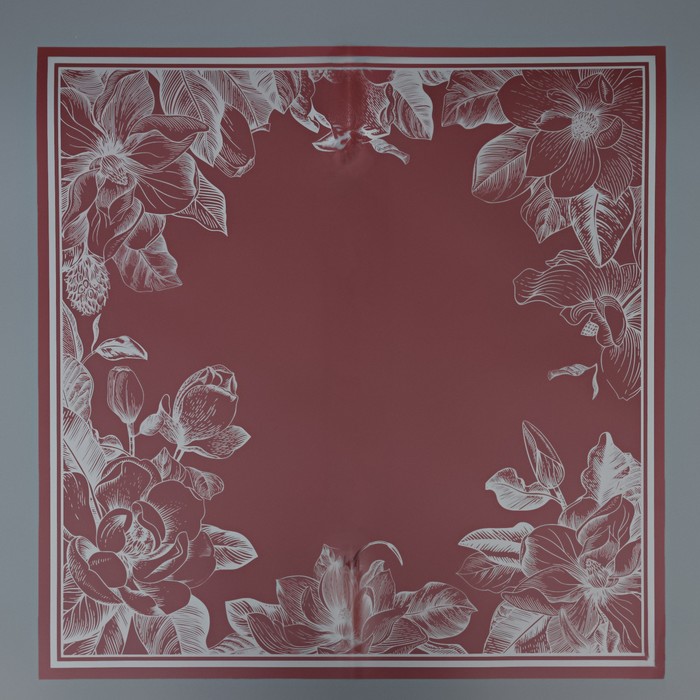 Пленка для цветов, "Цветы с каймой", винный, 57х57 см