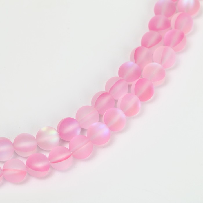 Бусины из натурального камня «Кошачий глаз», набор 46 шт., размер 1 шт. — 8 мм, светло-розовый - Фото 1