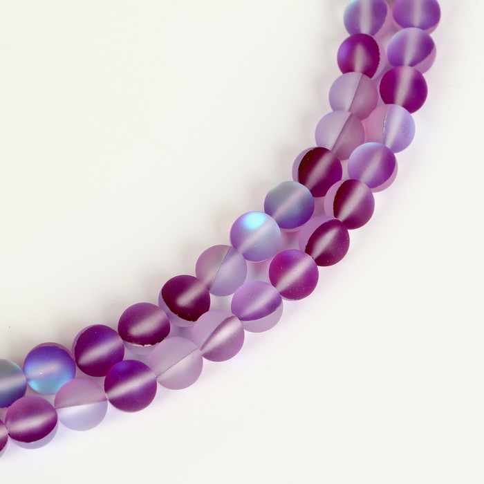 Бусины из натурального камня «Кошачий глаз», набор 46 шт., размер 1 шт. — 8 мм, фиолетовый - Фото 1