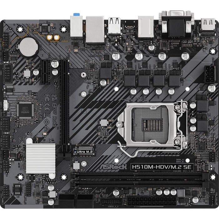 Материнская плата Asrock H510M-HDV/M.2 SE Soc-1200 Intel H470 2xDDR4 mATX AC`97 8ch(7.1) Gb   102934 - Фото 1