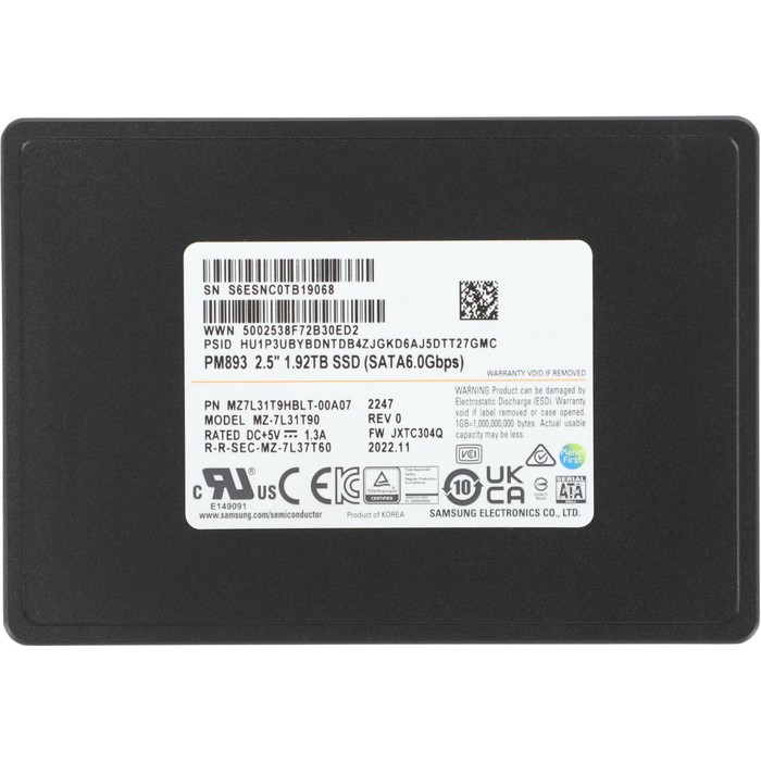 Накопитель SSD Samsung SATA III 1920GB MZ7L31T9HBLT-00A07 PM893 2.5" 1 DWPD OEM - фото 51513478