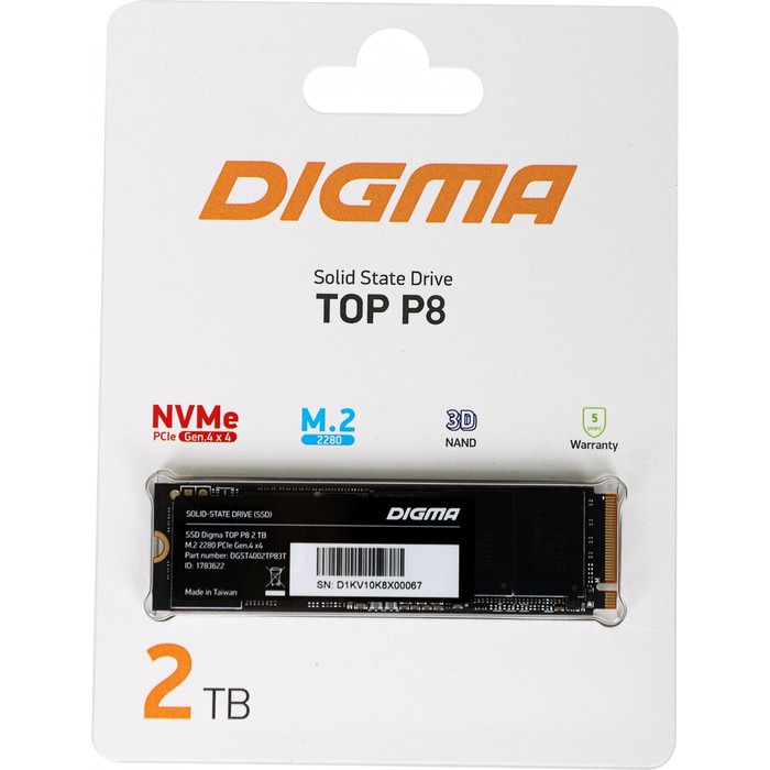 Накопитель SSD Digma PCIe 4.0 x4 2TB DGST4002TP83T Top P8 M.2 2280 - фото 51513526