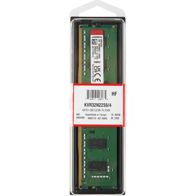 Память DDR4 4GB 3200MHz Kingston KVR32N22S6/4 VALUERAM RTL PC4-25600 CL22 DIMM 288-pin 1.2В   102936