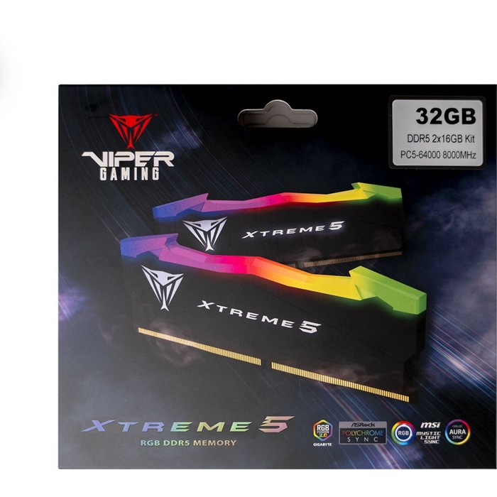 Память DDR5 2x16GB 8000MHz Patriot PVXR532G80C38K Viper Xtreme 5 RGB RTL Gaming PC5-64000 C   102936 - фото 51513653