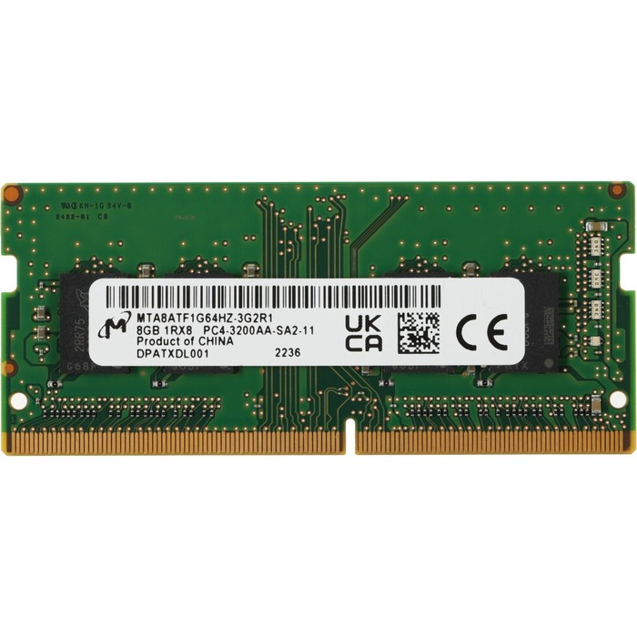 Память DDR4 8GB 3200MHz Crucial CT8G4SFS832A OEM PC4-25600 CL22 SO-DIMM 260-pin 1.2В single   102936 - фото 51544524