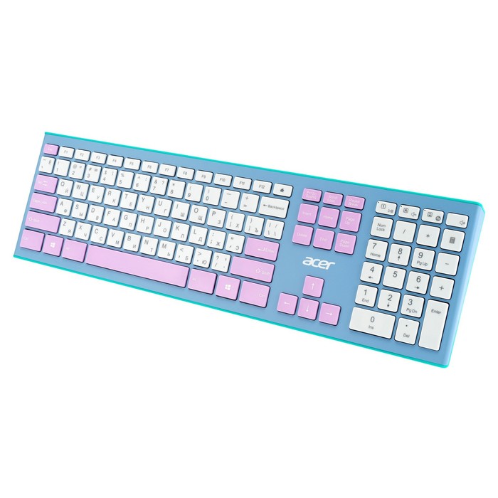 Клавиатура + мышь Acer OCC200 клав:фиолетовый/зеленый мышь:фиолетовый/зеленый USB беспровод   102943 - фото 51514936