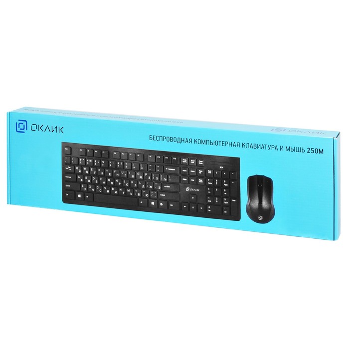 Клавиатура + мышь Оклик 250M клав:черный мышь:черный USB беспроводная slim (997834) - фото 51514977